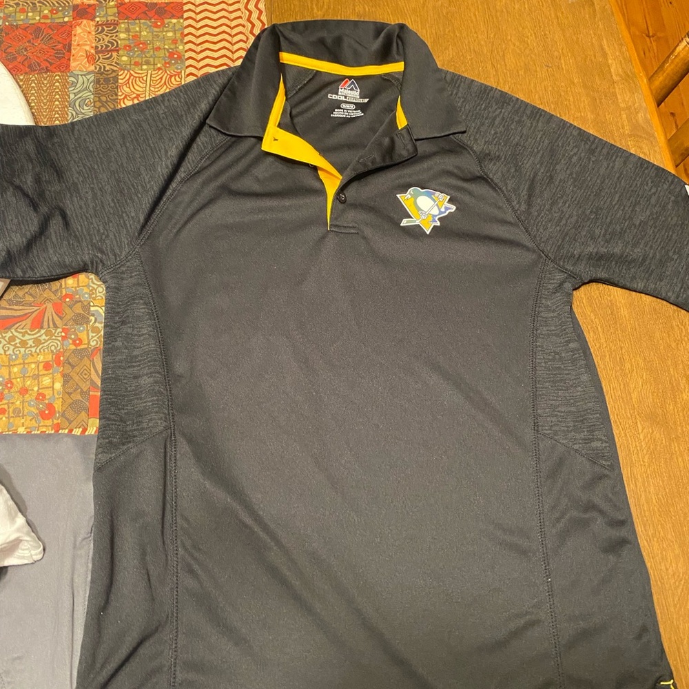 Pittsburgh Penguins Majestic Black and Yellow Performance Polo Shirt
